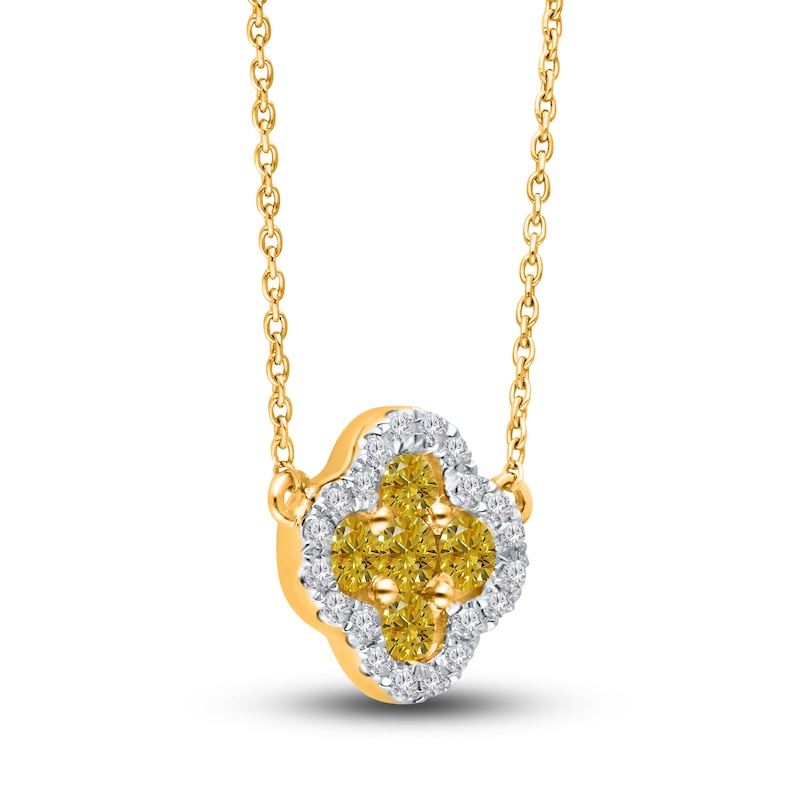 Main Image 2 of Kallati Natural Yellow Diamond Necklace 1/2 ct tw Round 14K Yellow Gold 18"