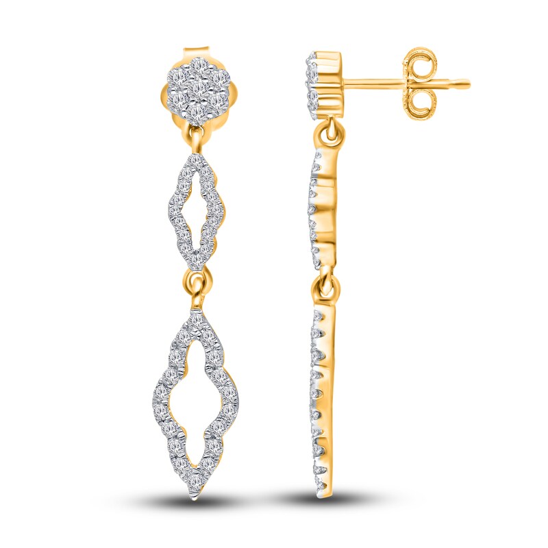 Main Image 2 of Kallati Diamond Drop Earrings 1/2 ct tw Round 14K Yellow Gold