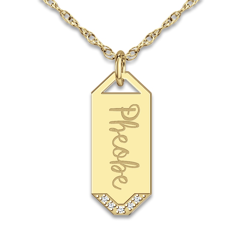 Main Image 1 of Initial Pendant Necklace Diamond Accents 10K Yellow Gold 18"