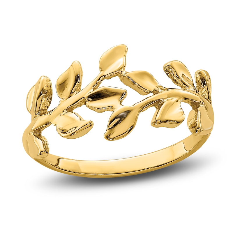 Main Image 1 of High-Polish Leaf Ring 14K Yellow Gold