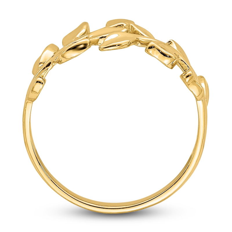 Main Image 2 of High-Polish Leaf Ring 14K Yellow Gold
