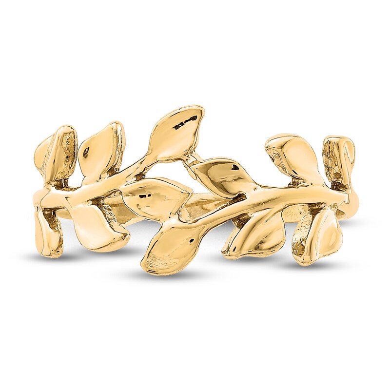 Main Image 3 of High-Polish Leaf Ring 14K Yellow Gold