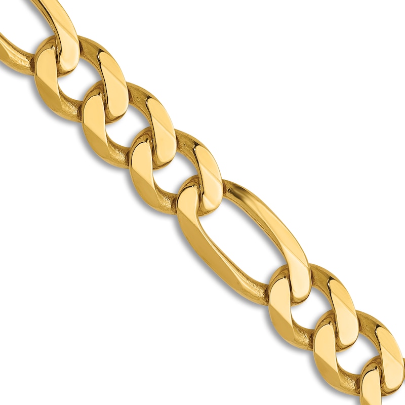 Flat Solid Figaro Chain Necklace 14K Yellow Gold 22" 10.0mm