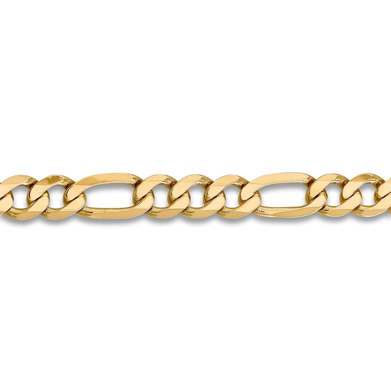 Flat Solid Figaro Chain Necklace 14K Yellow Gold 22" 10.0mm