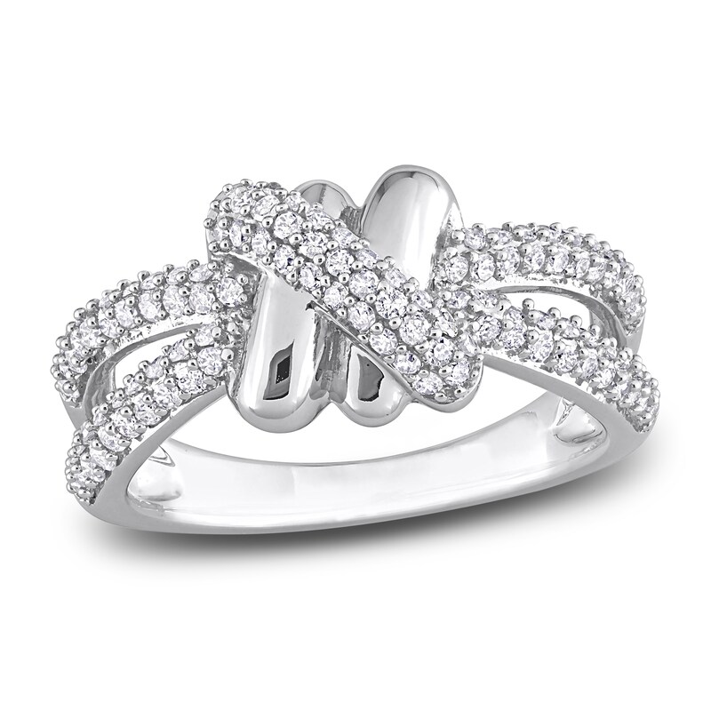 Main Image 1 of Y-Knot Diamond Ring 1/2 ct tw Round 14K White Gold