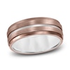 Thumbnail Image 1 of Men's Wedding Band Brown/White Tungsten 8.0mm
