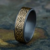 Thumbnail Image 4 of Men's Scroll Print Wedding Band Tantalum/14K Yellow Gold 7.5mm