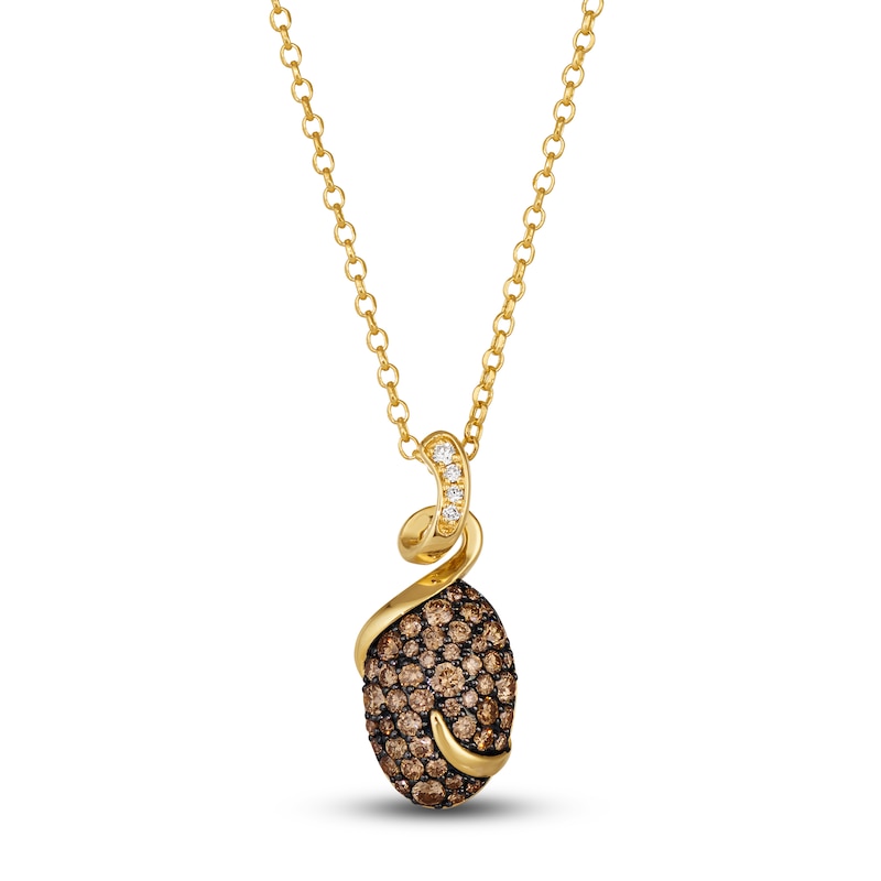 Main Image 1 of Le Vian Wrapped In Chocolate Diamond Pendant Necklace 7/8 ct tw Round 14K Honey Gold 19"