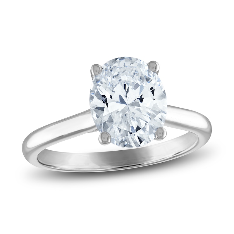 Lab-Created Diamond Solitaire Engagement Ring 2 ct tw Oval/Round Platinum