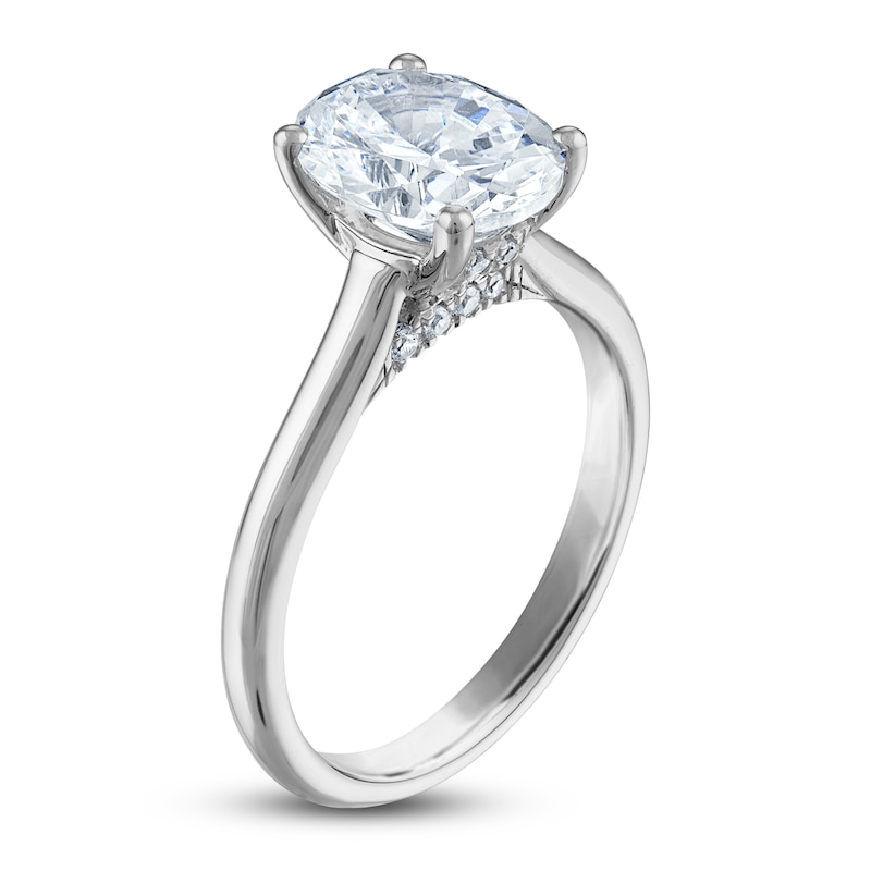 Main Image 2 of Lab-Grown Diamond Solitaire Engagement Ring 2 ct tw Oval/Round Platinum