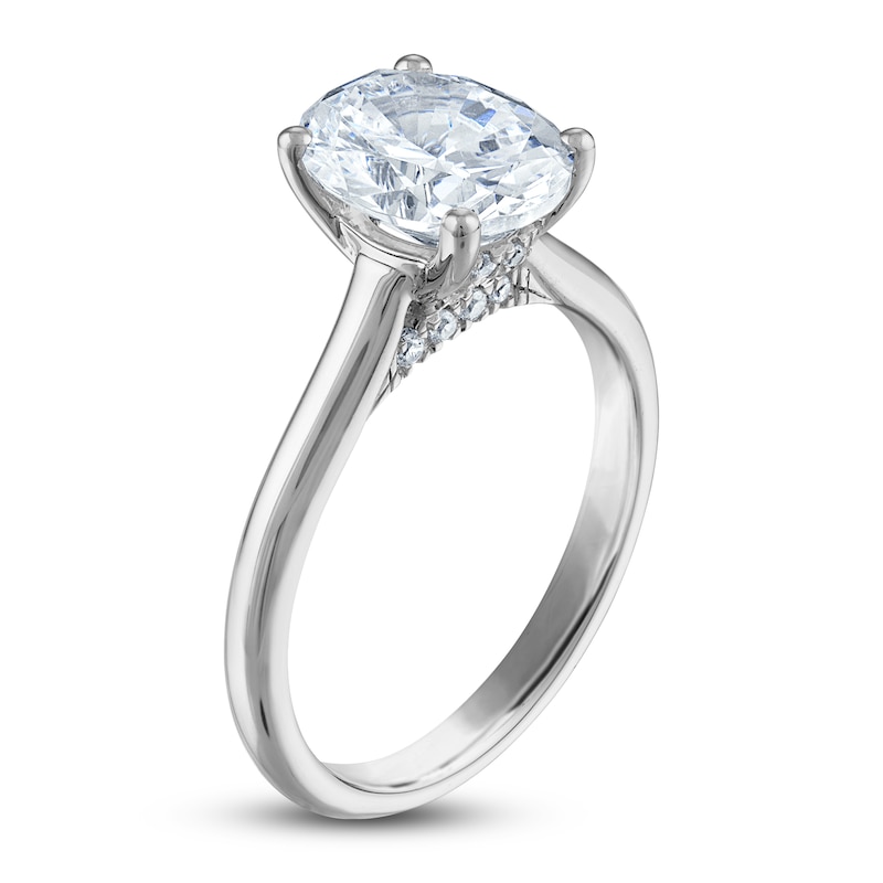 Lab-Created Diamond Solitaire Engagement Ring 2 ct tw Oval/Round Platinum