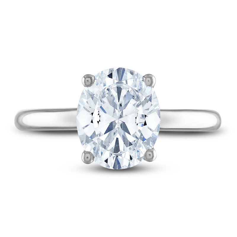 Main Image 3 of Lab-Grown Diamond Solitaire Engagement Ring 2 ct tw Oval/Round Platinum
