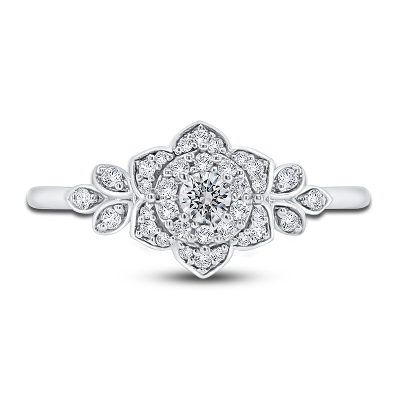 Main Image 3 of Diamond Floral Ring 1/4 ct tw Round 14K White Gold