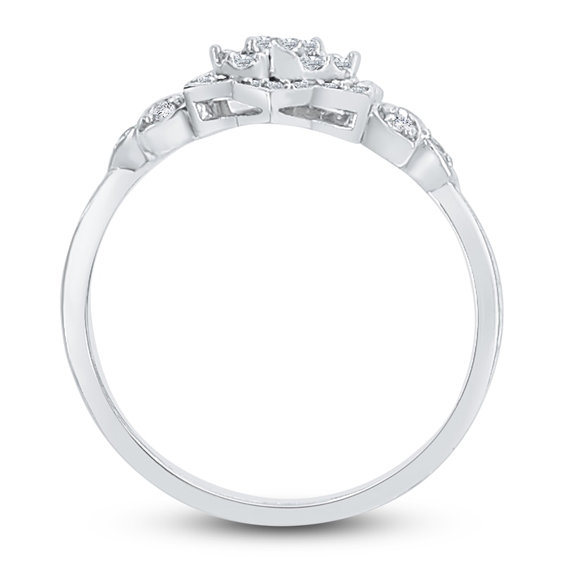 Main Image 4 of Diamond Floral Ring 1/4 ct tw Round 14K White Gold
