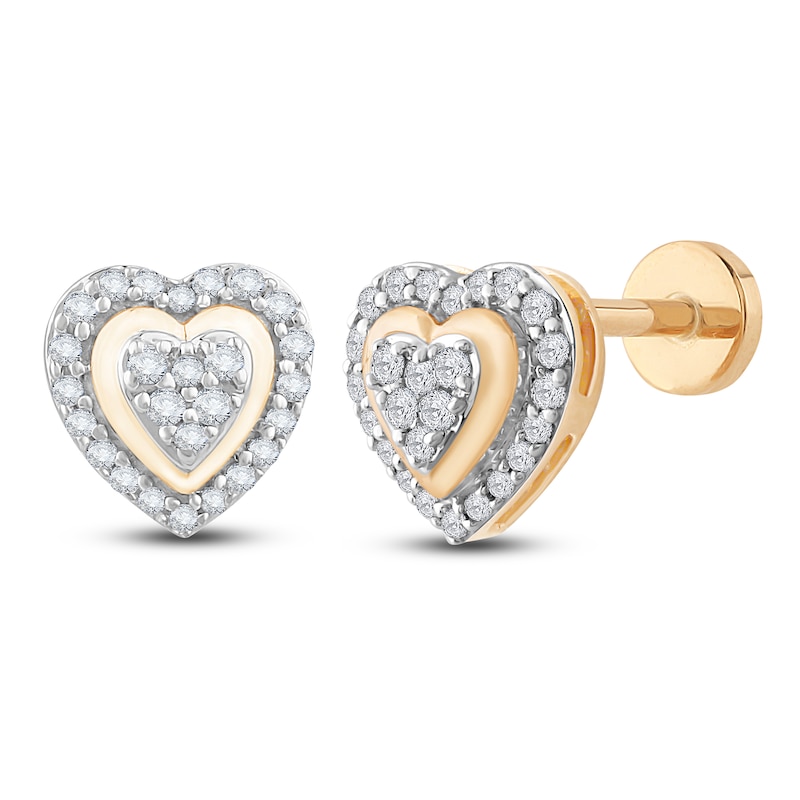 Main Image 2 of Diamond Flat Back Stud Earrings 1/5 ct tw Round 14K Yellow Gold