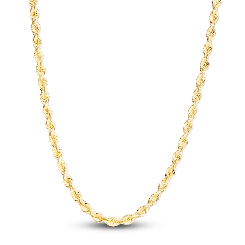 Main Image 1 of Solid Silk Rope Chain Necklace 14K Yellow Gold 24" 4.3mm