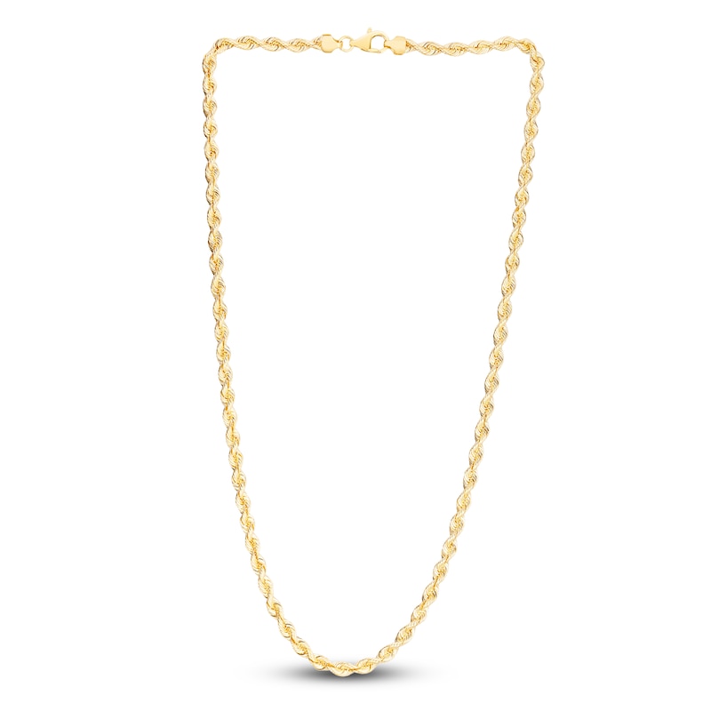 Main Image 2 of Solid Silk Rope Chain Necklace 14K Yellow Gold 24" 4.3mm