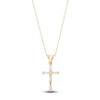 Thumbnail Image 1 of Children's White Lab-Created Sapphire Cross Necklace 14K Yellow Gold 16"