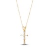 Thumbnail Image 2 of Children's White Lab-Created Sapphire Cross Necklace 14K Yellow Gold 16"