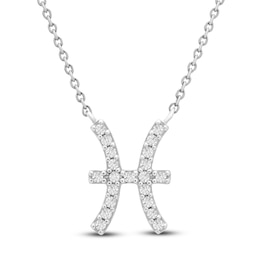 Diamond Pisces Necklace 1/10 ct tw Round 14K White Gold 16.75"