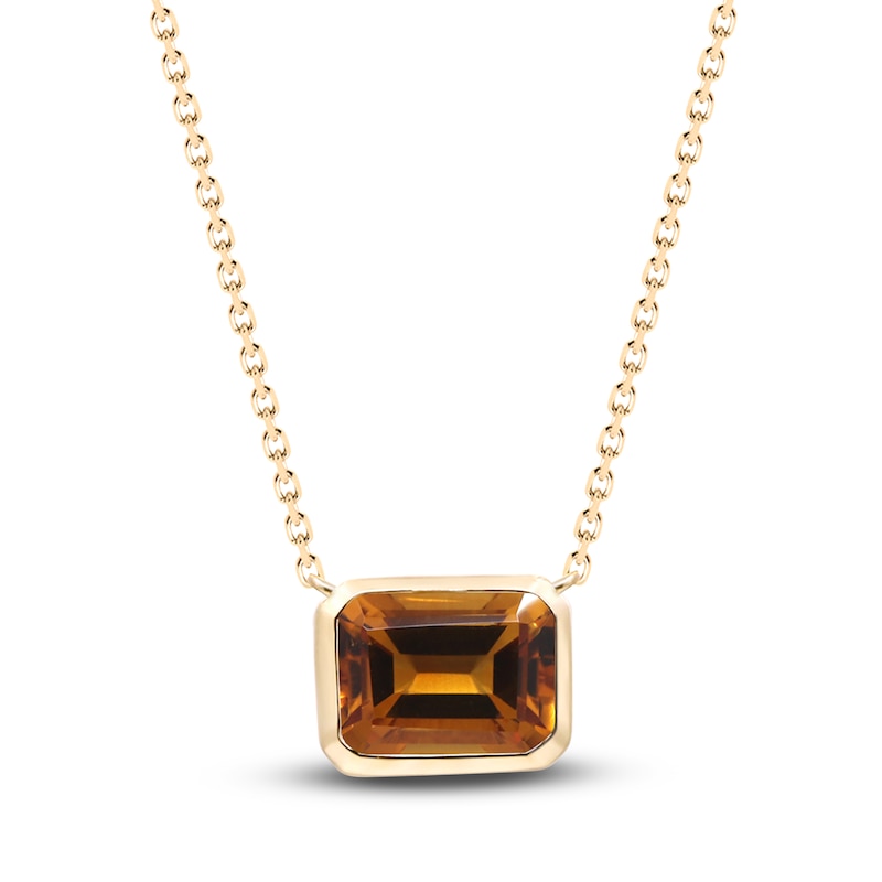 Main Image 1 of Natural Citrine Necklace 1/20 ct tw Round 14K Yellow Gold 18"