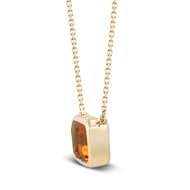 Natural Citrine Necklace 1/20 ct tw Round 14K Yellow Gold 18"