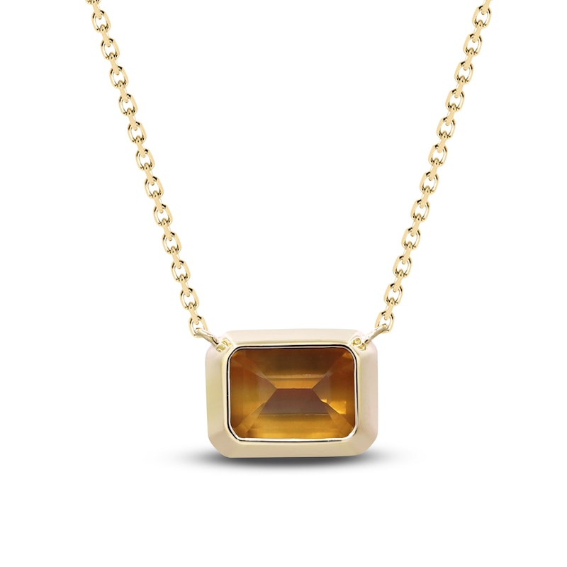 Main Image 3 of Natural Citrine Necklace 1/20 ct tw Round 14K Yellow Gold 18"