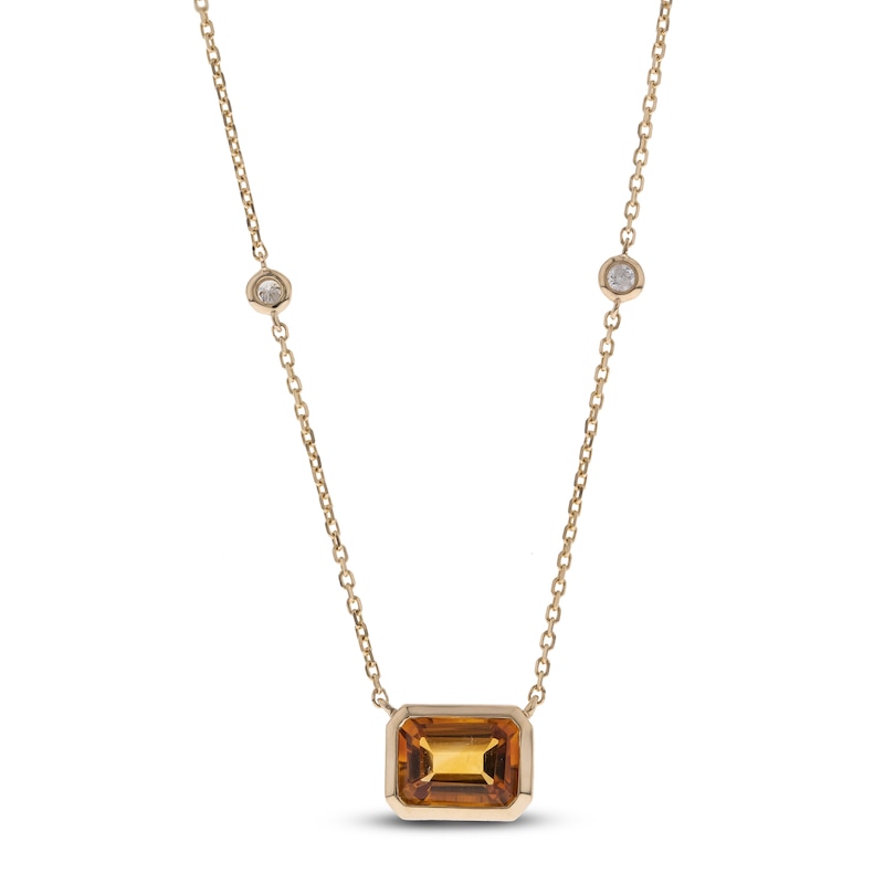 Main Image 4 of Natural Citrine Necklace 1/20 ct tw Round 14K Yellow Gold 18"