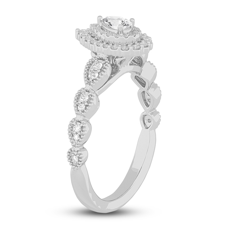 Main Image 2 of Diamond Promise Ring 3/8 ct tw Pear/Round 14K White Gold
