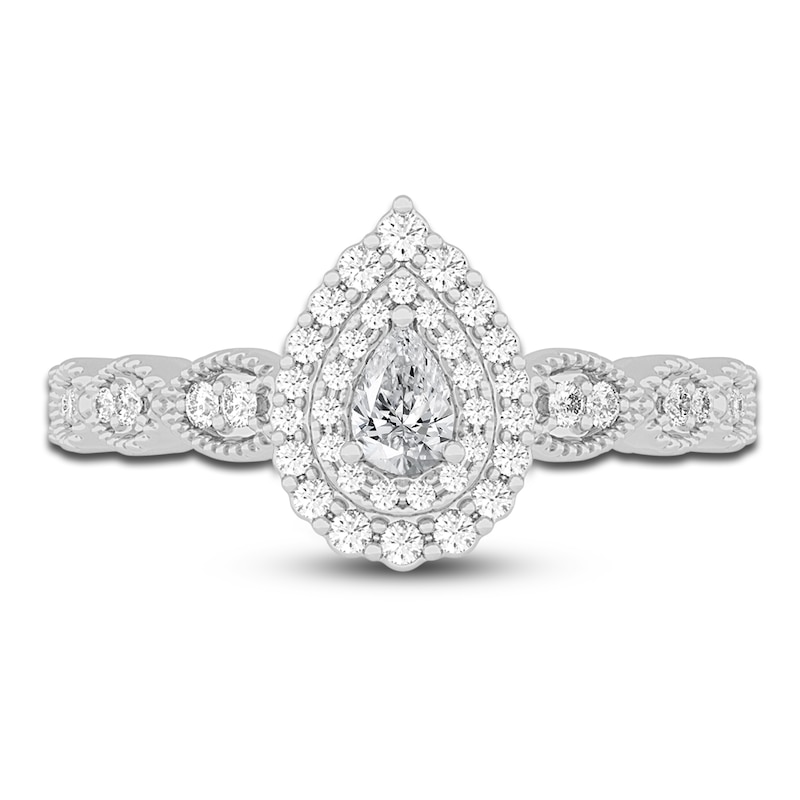 Main Image 3 of Diamond Promise Ring 3/8 ct tw Pear/Round 14K White Gold