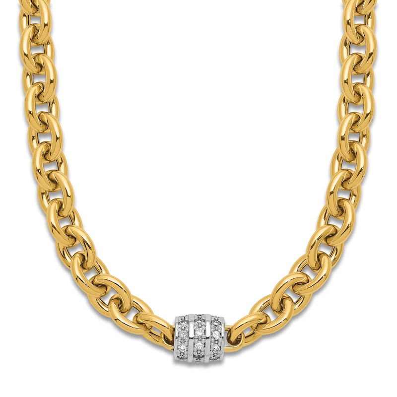 Main Image 1 of Diamond Station Necklace 5/8 ct tw Round 14K Yellow Gold 18"