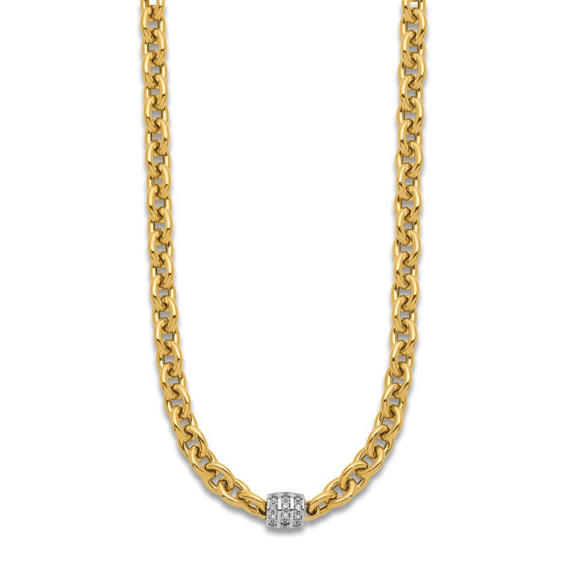 Main Image 2 of Diamond Station Necklace 5/8 ct tw Round 14K Yellow Gold 18"
