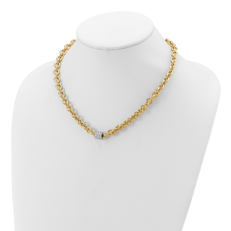 Main Image 3 of Diamond Station Necklace 5/8 ct tw Round 14K Yellow Gold 18"