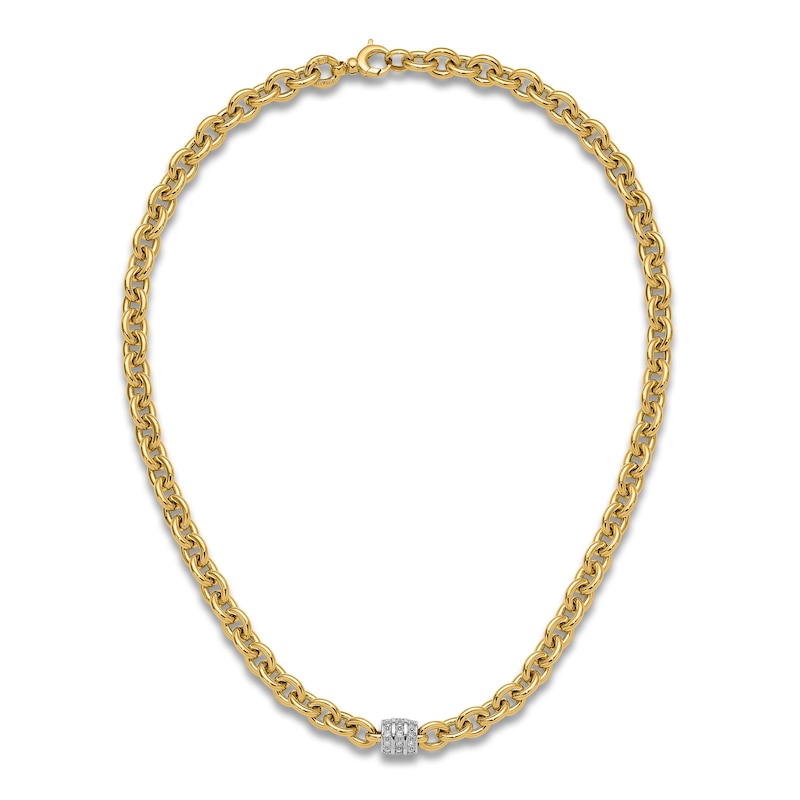 Main Image 4 of Diamond Station Necklace 5/8 ct tw Round 14K Yellow Gold 18"