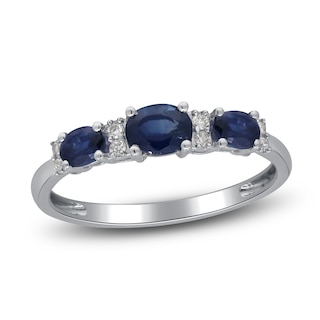 Natural Blue Sapphire & Diamond Ring 1/20 ct tw 14K White Gold | Jared