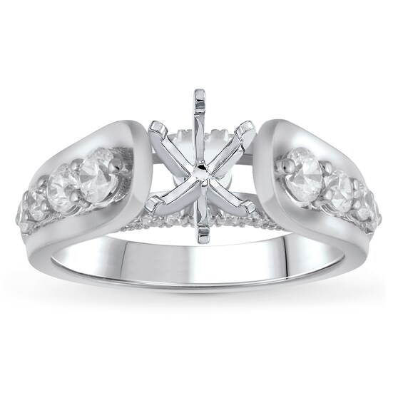 Diamond Engagement Ring Setting 34 ct tw Round Platinum