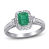 Thumbnail Image 1 of Emerald-Cut Natural Emerald & Diamond Engagement Ring 1/2 ct tw 14K White Gold