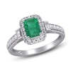Thumbnail Image 2 of Emerald-Cut Natural Emerald & Diamond Engagement Ring 1/2 ct tw 14K White Gold