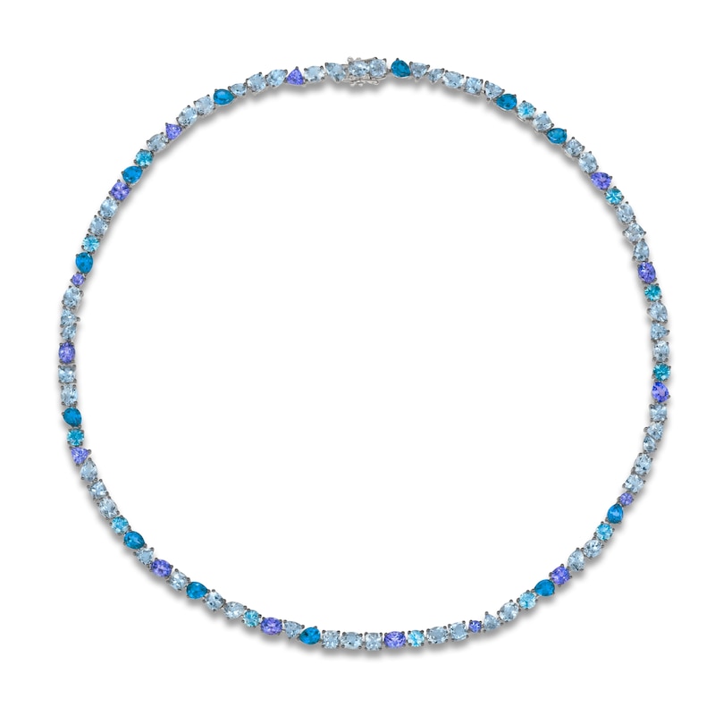 Le Vian Mare Azzurro Natural Multi-Gemstone Tennis Necklace 3/8 ct tw 14K Vanilla Gold