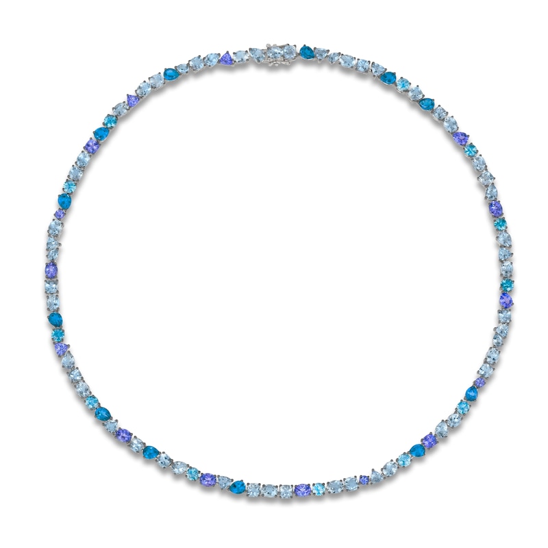 Main Image 1 of Le Vian Mare Azzurro Natural Multi-Gemstone Tennis Necklace 3/8 ct tw 14K Vanilla Gold