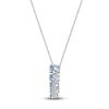 Thumbnail Image 1 of Round-Cut Natural Aquamarine Pendant Necklace 14K White Gold 18"
