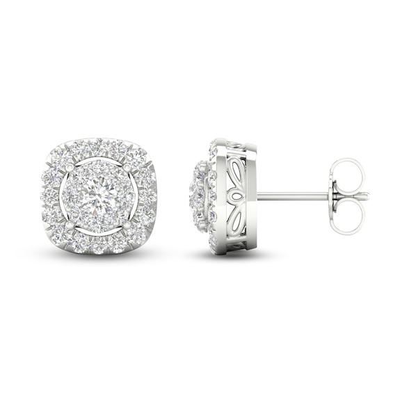 Jared Signature Lab-Grown Round Diamond Halo Stud Earrings 1 ct tw 14K White Gold