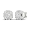 Thumbnail Image 4 of Lab-Grown Round Diamond Halo Stud Earrings 1 ct tw 14K White Gold