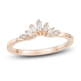 Round & Baguette-Cut Diamond Contour Anniversary Band 1/6 ct tw 14K Rose Gold