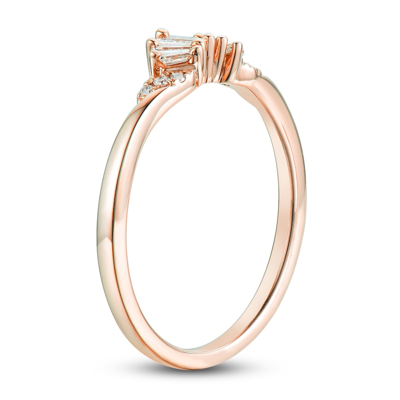 Main Image 2 of Round & Baguette-Cut Diamond Contour Anniversary Band 1/6 ct tw 14K Rose Gold