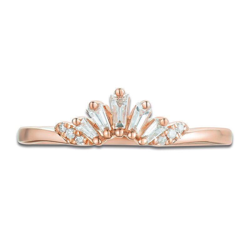 Main Image 3 of Round & Baguette-Cut Diamond Contour Anniversary Band 1/6 ct tw 14K Rose Gold