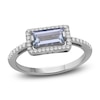 Thumbnail Image 0 of Baguette-Cut Natural Aquamarine & Diamond Ring 1/6 ct tw 14K White Gold