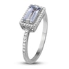 Thumbnail Image 1 of Baguette-Cut Natural Aquamarine & Diamond Ring 1/6 ct tw 14K White Gold