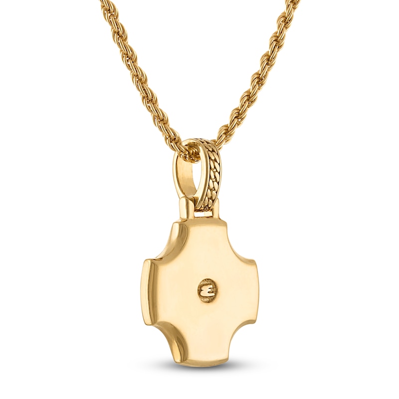 Main Image 3 of 1933 by Esquire Men's Black Onyx & Black Diamond Necklace 1/8 ct tw 18K Yellow Gold-Plated Sterling Silver 22"