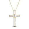 Thumbnail Image 0 of Emerald-Cut Diamond Bezel Cross Necklace 1/3 ct tw 10K Yellow Gold 18"